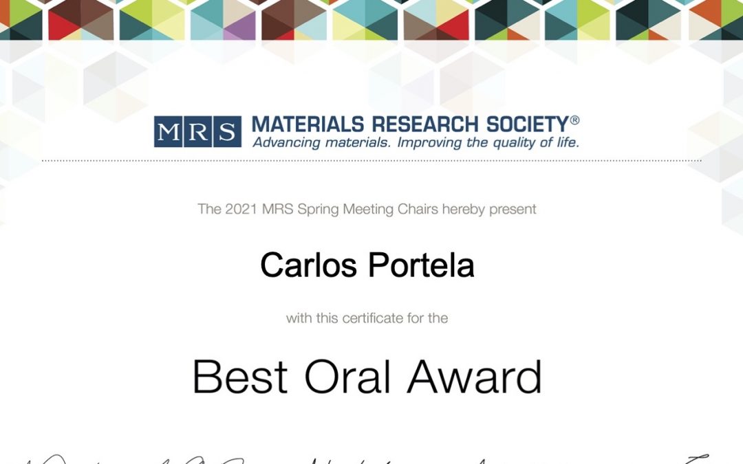 ‘Best Oral Presentation’ at MRS Spring 2021